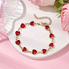 Heart K9 Glass & 304 Stainless Steel Link Bracelets for Women BJEW-JB10612-2
