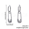 Geometric Paperclip Brass Clear Cubic Zirconia Brooch Hoop Earrings DO3994-3-1