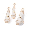 Electroplated Natural Quartz Crystal Dyed Copper Wire Wrapped Pendants PALLOY-JF02326-01-1