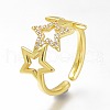 Brass Micro Pave Clear Cubic Zirconia Cuff Rings RJEW-N031-25G-3