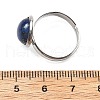Half Round Natural Lapis Lazuli Finger Rings RJEW-M062-01P-28-3