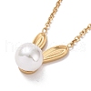 Acrylic Pearl Rabbit Pendant Necklace NJEW-C036-05G-2