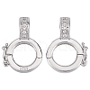 DELORIGIN 2Pcs 925 Sterling Silver Micro Pave Clear Cubic Zirconia Twister Clasps STER-DR0001-09-1