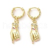Palm with Horse Eye Real 18K Gold Plated Brass Dangle Hoop Earrings EJEW-Q797-21G-01-1