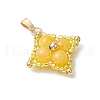 Natural & Synthetic Gemstone & Glass Seed Beaded Star Pendants PALLOY-MZ00692-3