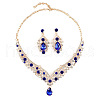 Teardrop Alloy Rhinestone Pendant Necklaces & Stud Dangle Earrings Sets FS-WGBD9B5-02-2