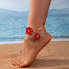 Spray Painted Alloy OT Flower Charm Anklets FS-WG37BC3-06-1