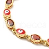 Enamel Evil Eye & Glass Oval Link Chain Bracelet BJEW-G663-01G-02-3