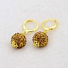 Dangling Round Ball Resin Rhinestone Earrings EJEW-J080-17G-1
