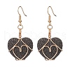 Heart Natural Lava Rock Dangle Earrings for Women EJEW-JE04973-1