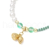 Shell Pearl Beads & Synthetic Moonstone Round Beads Braided Bracelets BJEW-JB11877-3