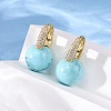 Round Brass Micro Pave Clear Cubic Zirconia Hoop Earrings EJEW-S274-03G-3
