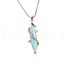 Horse Eye Brass with White Opal Pendant Necklaces FS-WG01260-01-5