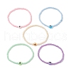 5Pcs 5 Colors Evil Eye Resin & Glass Seed Beaded Stretch Bracelet Sets BJEW-JB10477-1