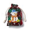 Christmas Theme Rectangle Jute Bags with Jute Cord ABAG-E006-01D-4