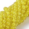 Yellow Crackle Glass Round Beads Strands X-CCG-Q001-8mm-04-1