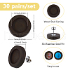 30 Pairs Wood Studs Earring Findings EJEW-DC00001-2