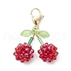 Cherry Acrylic with Glass Seed Beaded Pendant Decorations HJEW-MZ00226-1