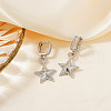 Elegant Brass Clear Cubic Zirconia Star Hoop Earrings OY2885-1-2