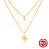 Star 925 Sterling Silver Clear Cubic Zirconia Double Layer Pendant Necklaces for Women FS-WGFF617-01-4