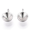Rhodium Plated 925 Sterling Silver Charms Rhinestone Settings STER-T004-57P-1