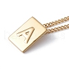Titanium Steel Initial Letter Rectangle Pendant Necklace for Men Women NJEW-E090-01G-01-1
