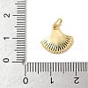 Brass Pave Natural White Shell Fan Charms with Jump Rings KK-S522-17G-3