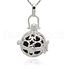 Silver Color Plated Brass Hollow Round Cage Pendants KK-J226-03S-1