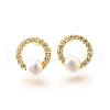 925 Sterling Silver Clear Cubic Zirconia Ring Stud Earrings EJEW-L300-09G-4
