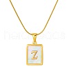 Stainless Steel Snake Bone Chain Alphabet Necklace with Shell Pendant WD3660-26-1