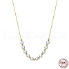 Natural Pearl Beaded Pendant Necklace with 925 Sterling Chains NJEW-I124-147-1