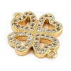 Rack Plating Brass Micro Pave Clear Cubic Zirconia Clover Connector Charms KK-A234-042G-2