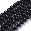 Synthetic Black Stone(Glass) Beads Strands X-G-I288-A02-8mm-1-1
