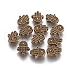 Tibetan Style Alloy Hamsa Hand/Hand of Fatima/Hand of Miriam Beads TIBEB-7722-AB-NR-1