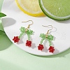 Cherry Glass Dangle Earrings EJEW-JE06424-1