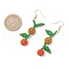 Pave Disco Ball Beads with Solid Round Brass Beads and Brass Earring Hooks and MIYUKI Round Rocailles Beads Earrings EJEW-TA00632-01-3