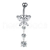 Clear Cubic Zirconia Dangle Belly Button Rings WG9960A-05-1