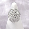 Brass Micro Pave Cubic Zirconia Adjustable Cuff Rings for Women RJEW-C129-07P-2