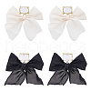 FIBLOOM 2 Pairs 2 Colors Alloy Dangle Stud Earrings with Cloth Bowknot Charms EJEW-FI0003-28-1