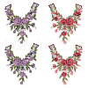 CHGCRAFT 4pcs 2 Colors Peony Pattern Polyester Computerized Embroidered Cloth Collar DIY-CA0005-44-1