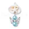 12Pcs Shell Pendants PALLOY-JF03695-01-3