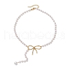 Shell Pearl & ABS Plastic Imitation Pearl Round Beaded Bowknot Pendant Necklaces for Women NJEW-JN05060-4