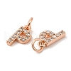 Brass Micro Pave Grade AAA Cubic Zirconia Charms ZIRC-P067-11RG-P-NR-3