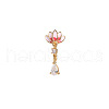 Clear Cubic Zirconia with Enamel Pink Lotus Flower Clip on Nose Rings FS-WG6F390-01-5