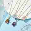 Natural Mixed Gemstone with Brass Pendants Necklaces NJEW-JN04679-2