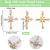 Beebeecraft 5Pcs Brass Pave Cubic Zirconia Pendants KK-BBC0010-16G-2