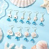 5Pair Shell Glass Dangle Earrings EJEW-MZ00424-1