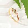 Fish Brass Micro Pave Cubic Zirconia Cuff Rings for Women KK-P299-15G-2