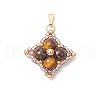 Natural Tiger Eye & Glass Seed Beaded Star Pendants PALLOY-MZ00692-02-1