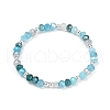Faceted Round Electroplate Glass Beads Stretch Bracelets for Women BJEW-JB11628-03-2